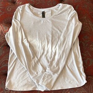 Yogalicious Heather Light Gray Long Sleeve Scoop Neck Top